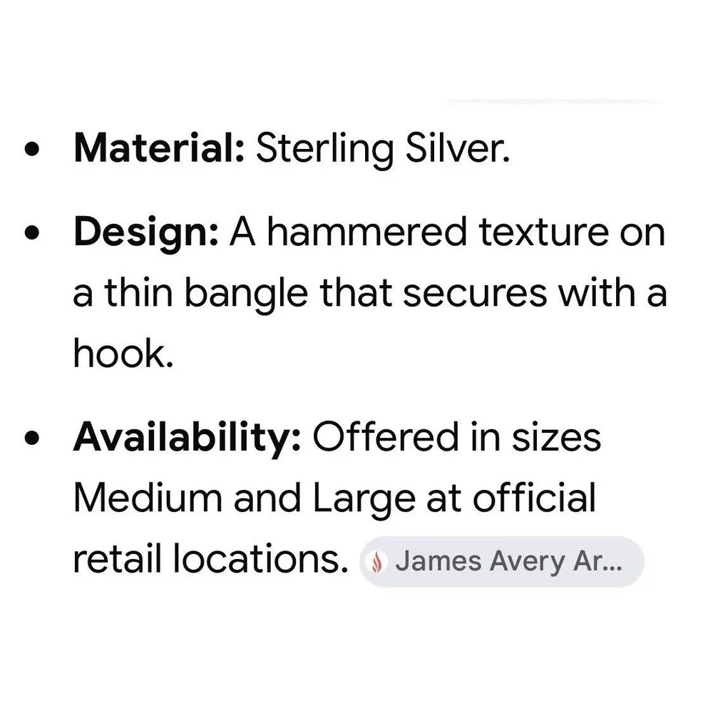 James Avery Hand Hammered Sterling Silver Hook-On Bracelet (PAP008023)